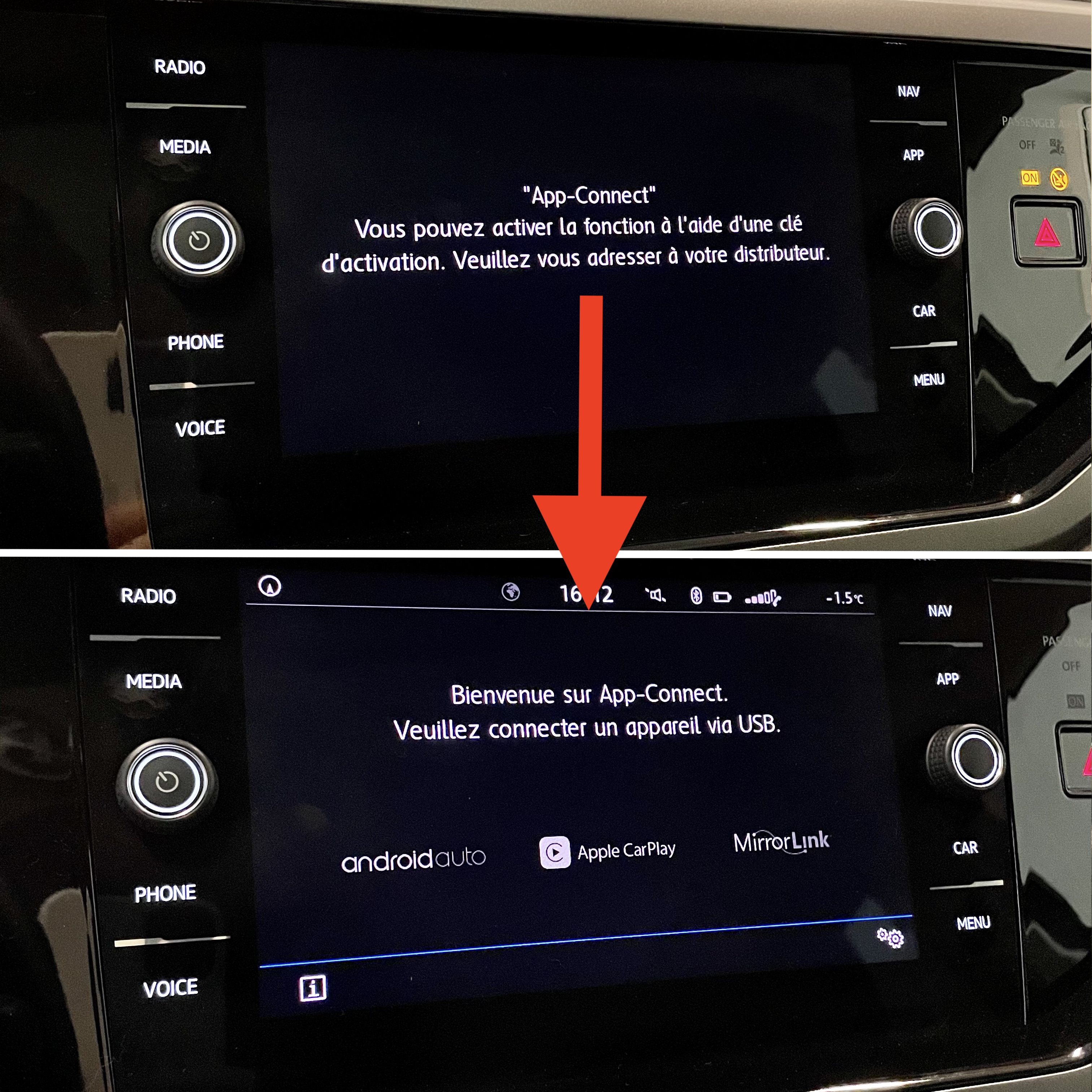 Apple Carplay sans fil et Android Auto sur Seat ATECA écran d